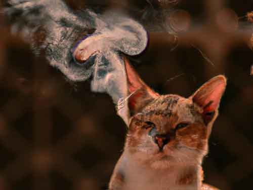un chat respirant le parfum du papier d'arménie
